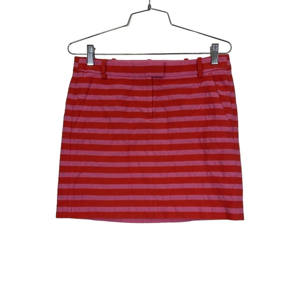 J Crew Factory Striped Mini Skirt Pink Orange 2 - Picture 3 of 15